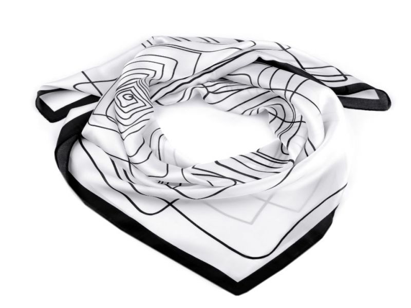 Szatén csíkos kendő - Fehér-fekete Női divatkendő és sál