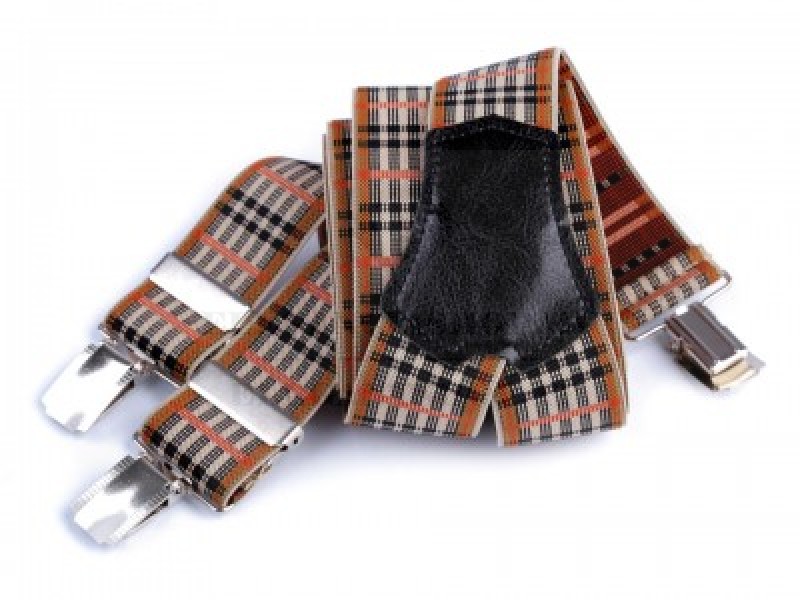 Férfi nadrágtartó - Drapp kockás Férfi nadrágtartó - Drapp kockás