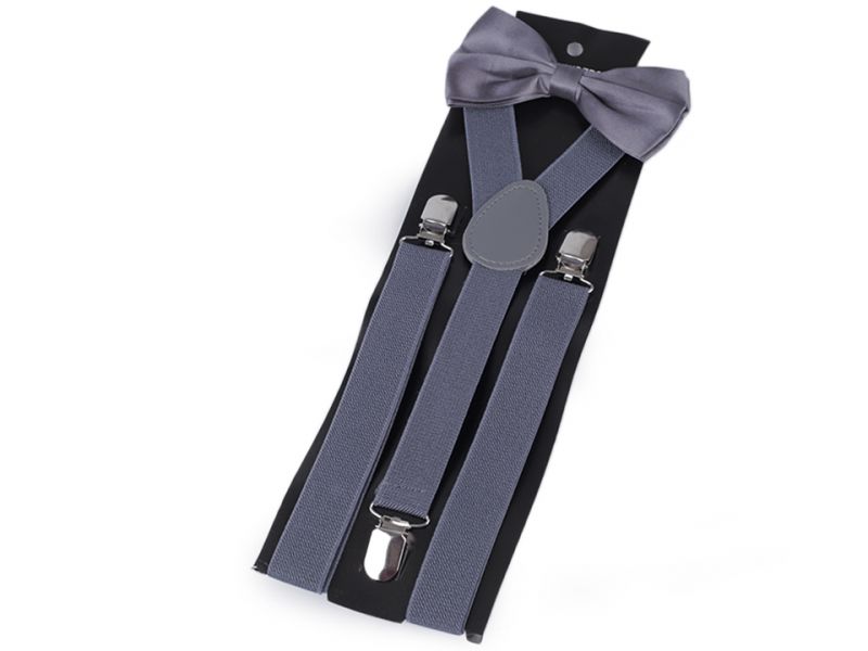 Nadrágtartó szett - Szürke Csokornyakkendő