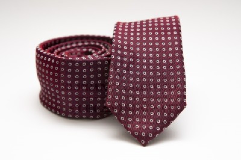    Prémium slim nyakkendő - Burgundi pöttyös