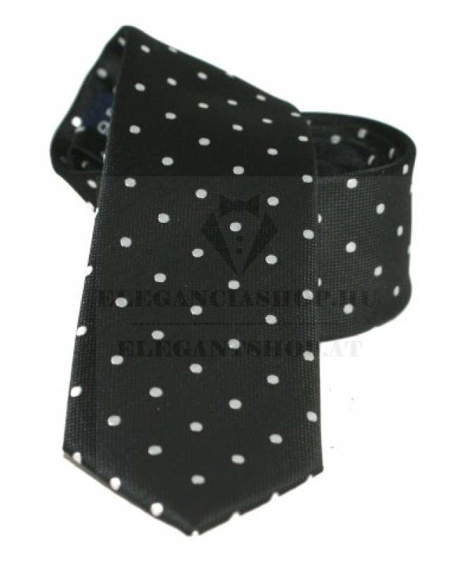               Goldenland slim nyakkendő - Fekete pöttyös