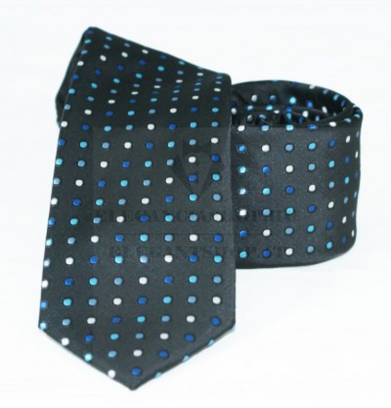               Goldenland slim nyakkendő - Fekete aprómintás