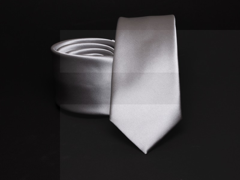    Prémium slim nyakkendő - Ezüst szatén