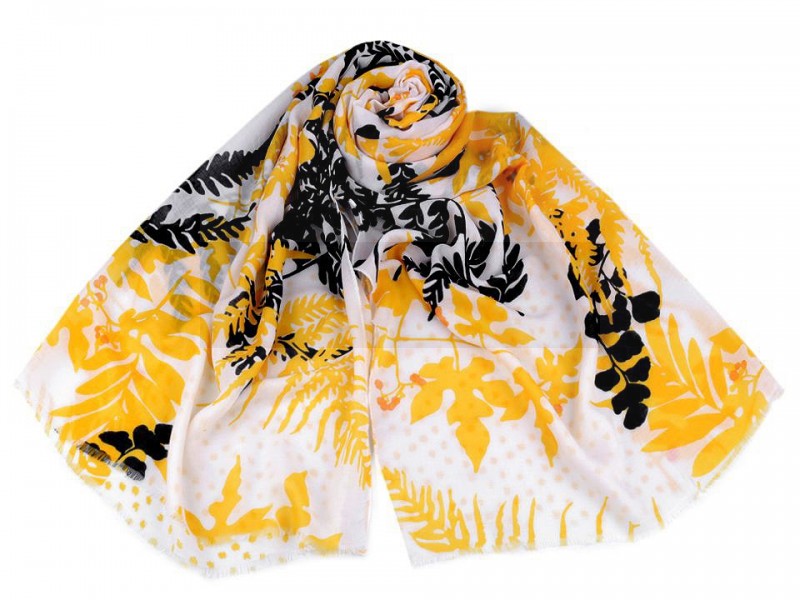 Sál páfránylevelekkel - Sárga Női divatkendő és sál