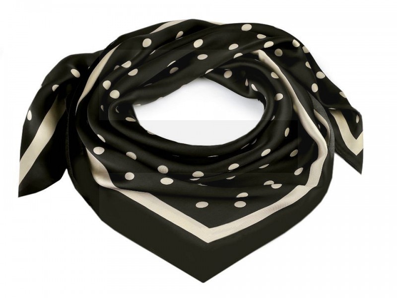Szatén kendő pöttyös - Fekete Női divatkendő és sál