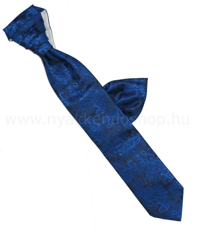 Hosszított francia nyakkendő - Kék-fekete mintás