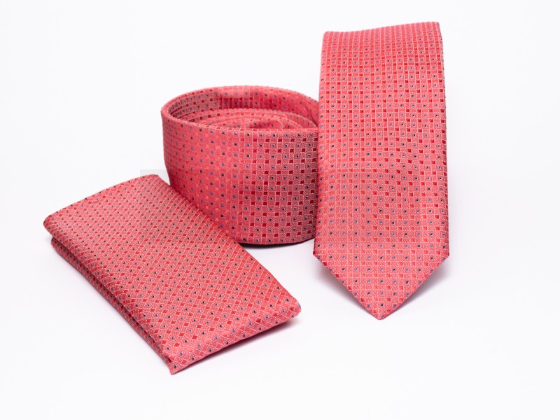    Prémium slim nyakkendő szett - Lazac pöttyös