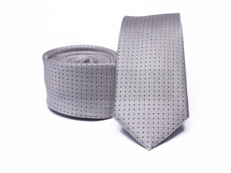    Prémium slim nyakkendő - Szürke aprómintás