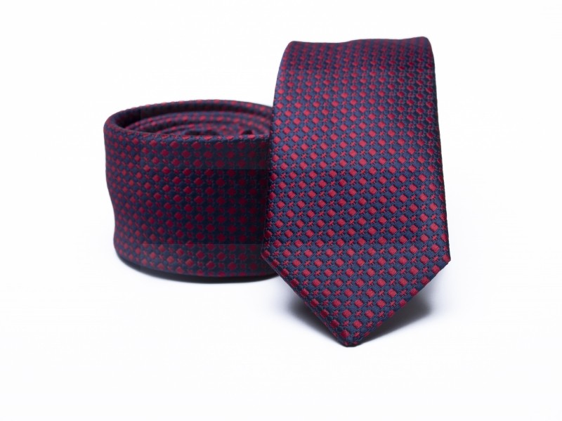    Prémium slim nyakkendő - Sötétkék-piros pöttyös