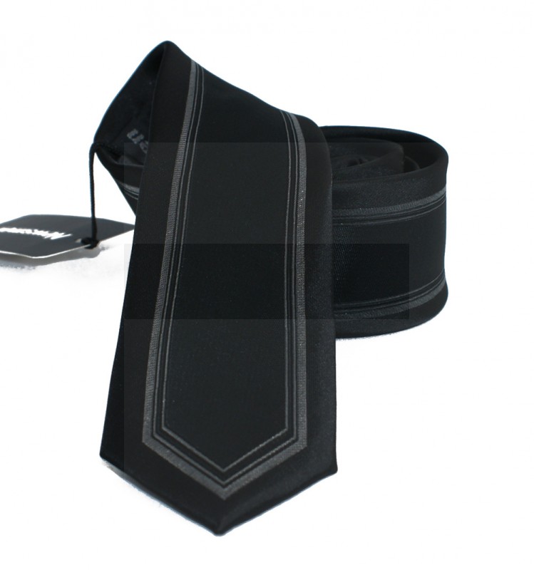                  NM slim nyakkendő - Fekete-ezüst mintás Mintás nyakkendők