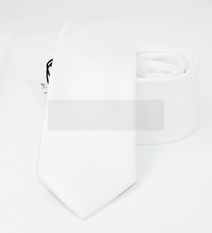      NM slim szövött nyakkendő - Fehér szövött Egyszínű nyakkendő
