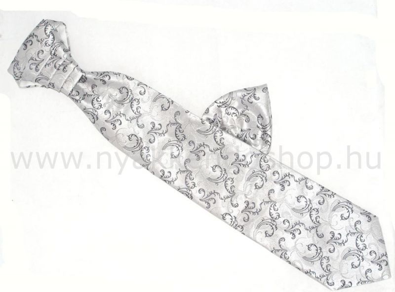 Hosszított francia nyakkendő - Ezüst-fekete mintás Francia, Ascot, Különlegesség