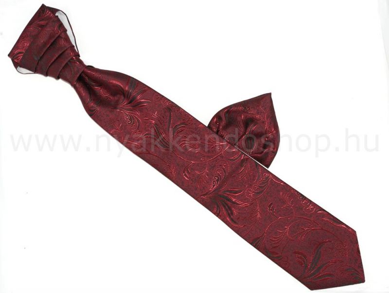 Hosszított francia nyakkendő - Bordó-fekete mintás