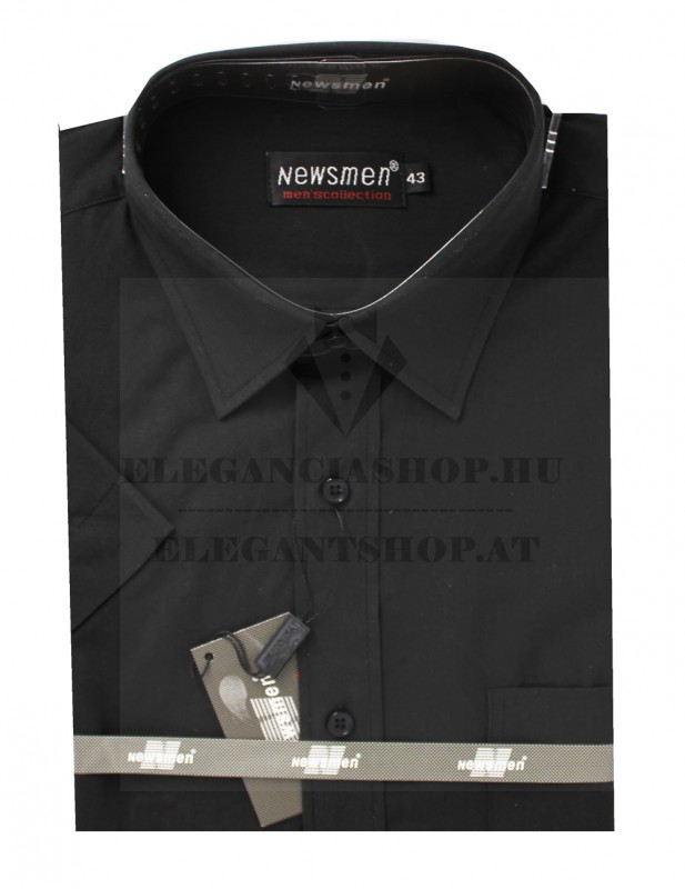    Newsmen r.u normál fit ing - Fekete Egyszínű ing