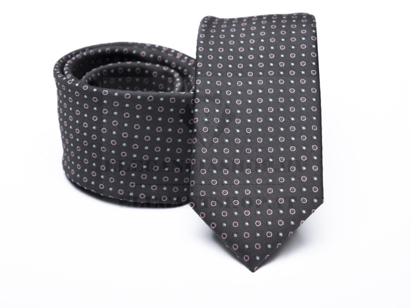 Prémium slim nyakkendő - Fekete aprómintás