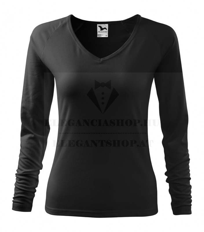 Női hosszúujjú elasztikus póló - Fekete