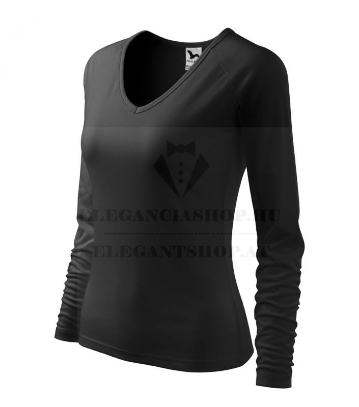 Női hosszúujjú elasztikus póló - Fekete