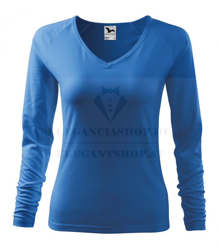 Női hosszúujjú elasztikus póló - Azúrkék