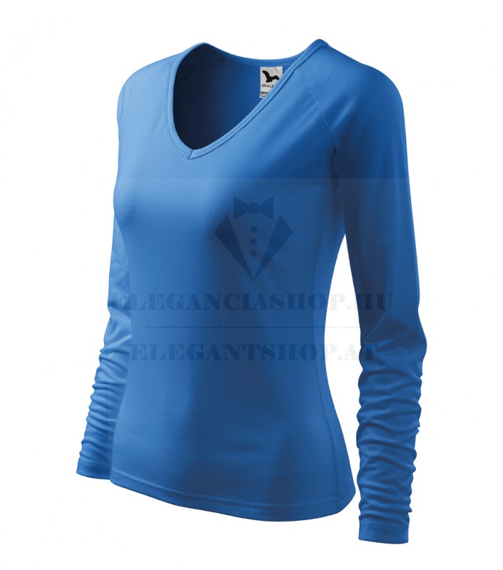 Női hosszúujjú elasztikus póló - Azúrkék