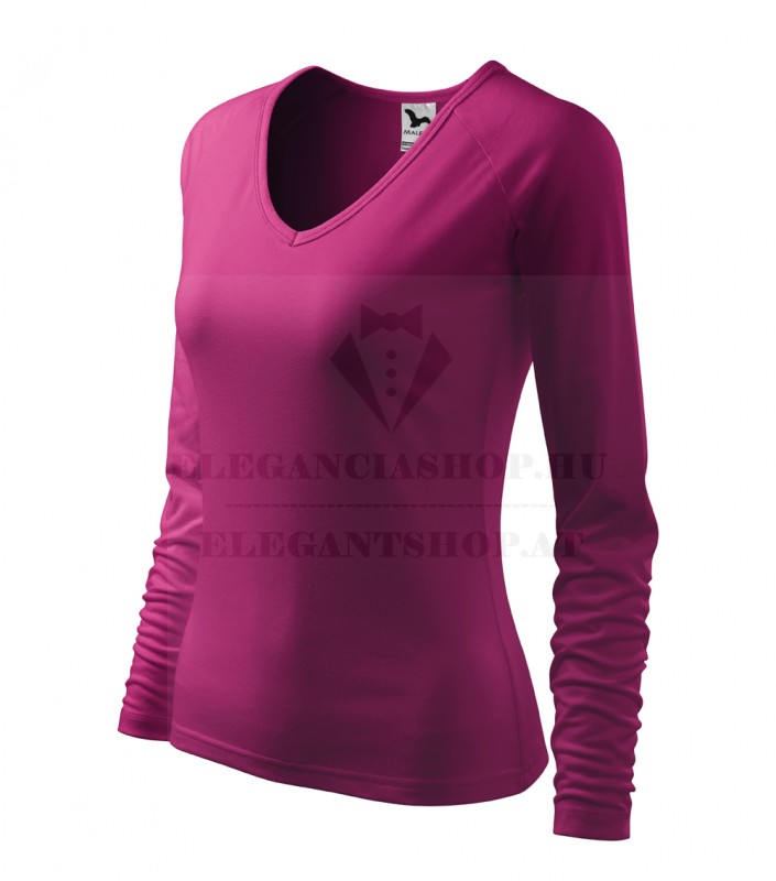 Női hosszúujjú elasztikus póló - Padlizsán