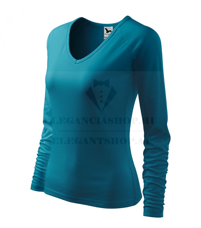 Női hosszúujjú elasztikus póló - Sötéttürkíz