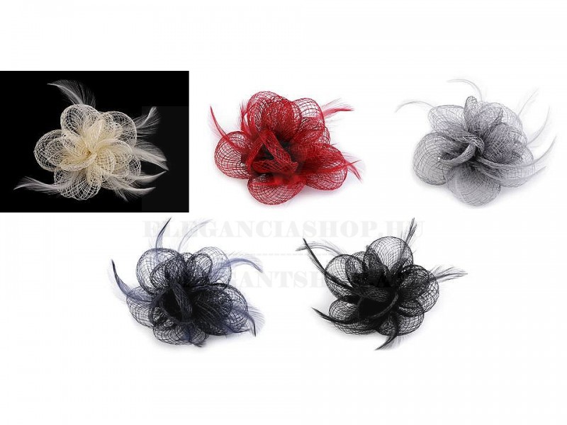 Bross / hajdísz virág tollal Női kiegészítők Bross / hajdísz virág tollal Női kiegészítők