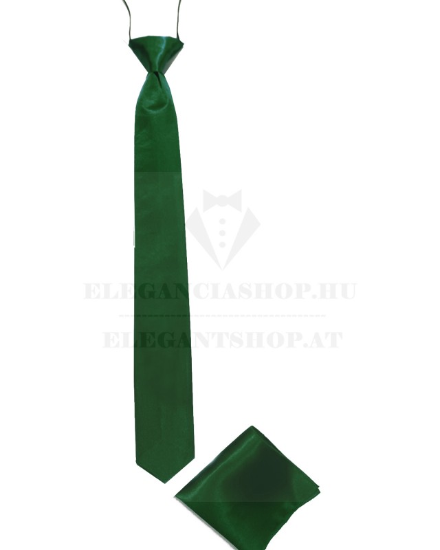  Szatén gumis nyakkendő szett - Sötétzöld Egyszínű nyakkendő