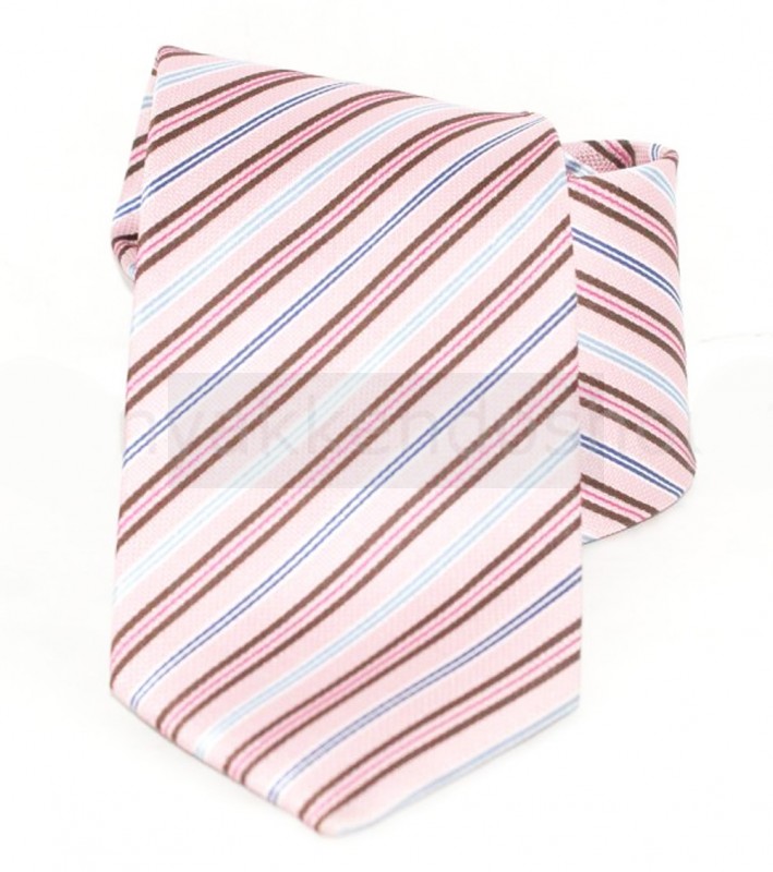 Saint Michael selyem nyakkendő - Rózsaszín csíkos Csíkos nyakkendők