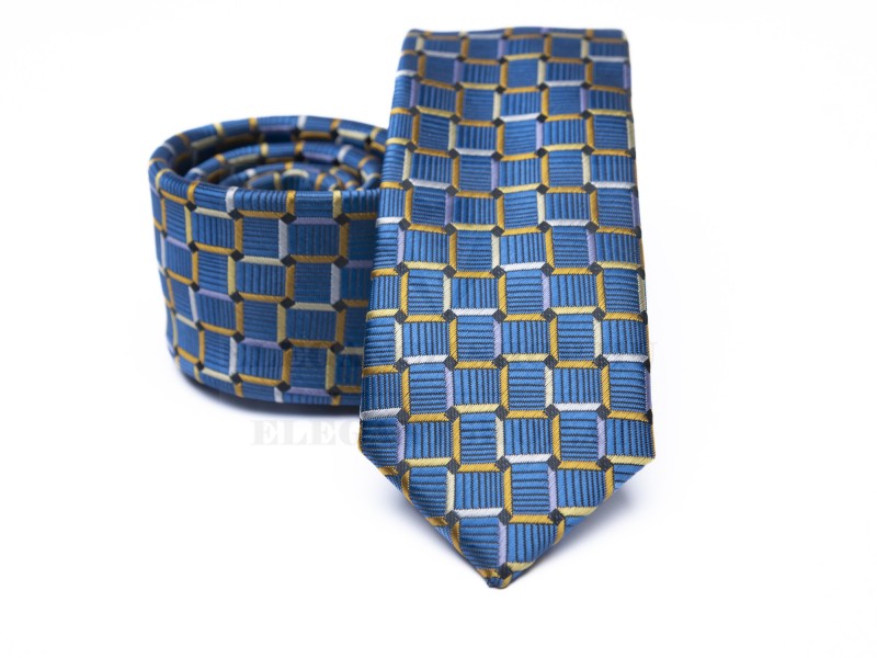 Prémium slim nyakkendő - Kék kockás