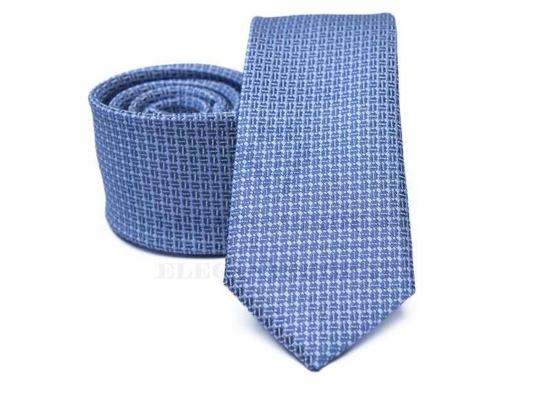 Prémium slim nyakkendő - Kék aprómintás