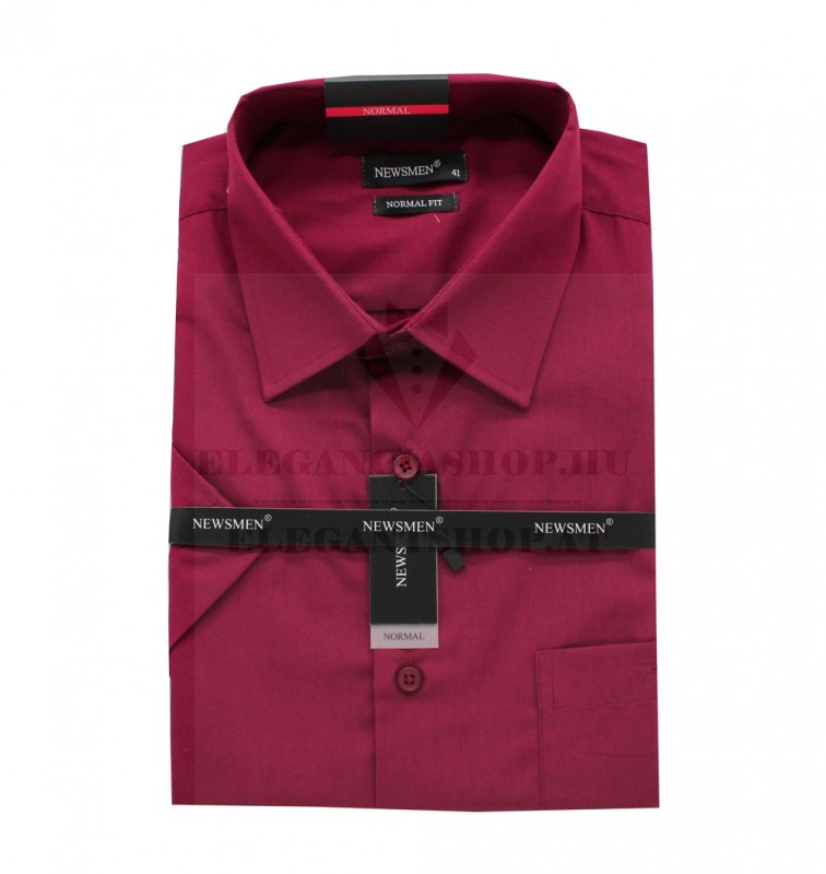                Newsmen r.u normál fit ing - Bordó Egyszínű ing