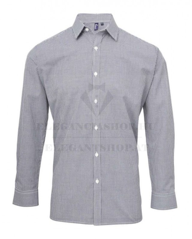 GINGHAM 100% pamut comfort fit h.u férfi ing Fehér-kék kockás Normál fazon