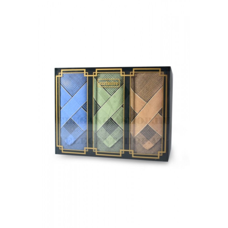 Férfi zsebkendő szett díszdobozban - 3 db Pamut zsebkendő Férfi zsebkendő szett díszdobozban - 3 db Pamut zsebkendő