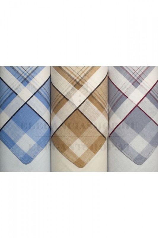   Férfi zsebkendő szett díszdobozban - 3 db Pamut zsebkendő