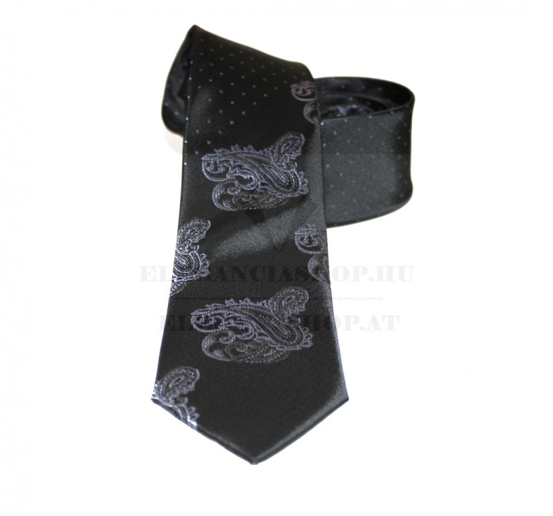               Goldenland slim nyakkendő - Fekete paesley mintás Mintás nyakkendők