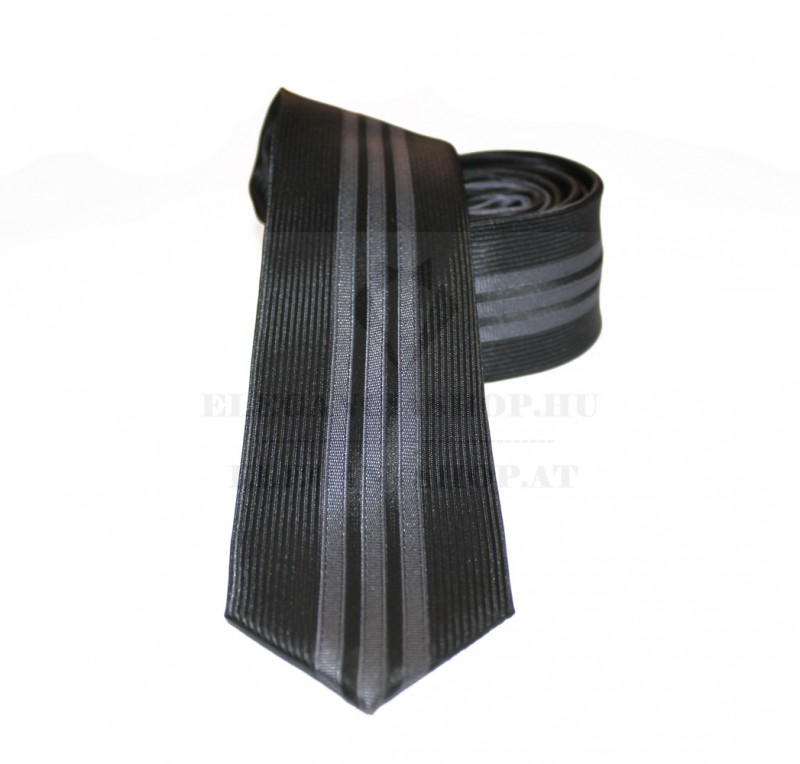               Goldenland slim nyakkendő - Fekete csíkos
