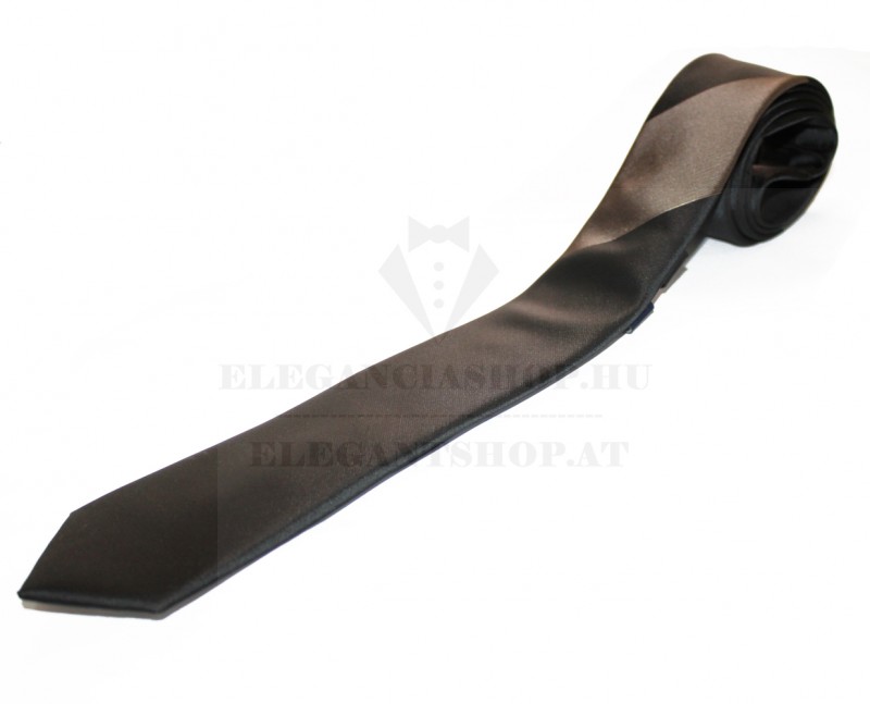               Goldenland slim nyakkendő - Fekete-barna csíkos Csíkos nyakkendő