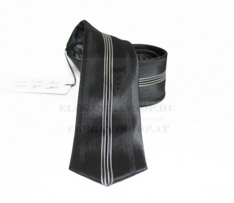                    NM slim szövött nyakkendő - Grafit-fekete csíkos Csíkos nyakkendő