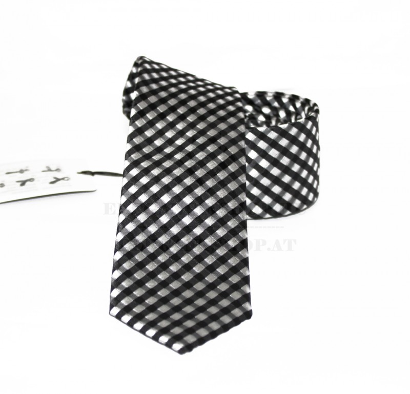                    NM slim szövött nyakkendő - Fekete-fehér kockás Kockás nyakkendők