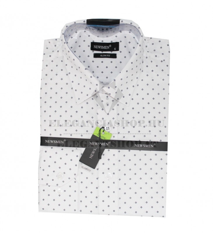             NM h.u slim elasztikus ing - Fehér aprómintás Mintás ing