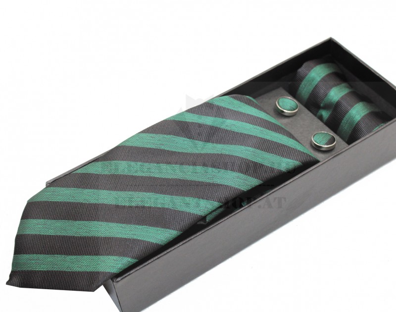                          NM nyakkendő szett - Zöld-fekete csíkos