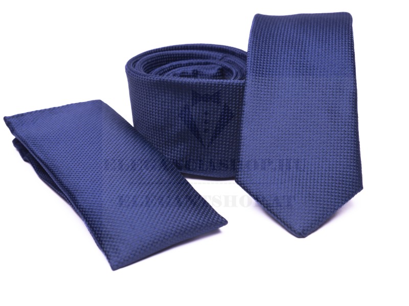    Prémium slim nyakkendő szett - Azúrkék