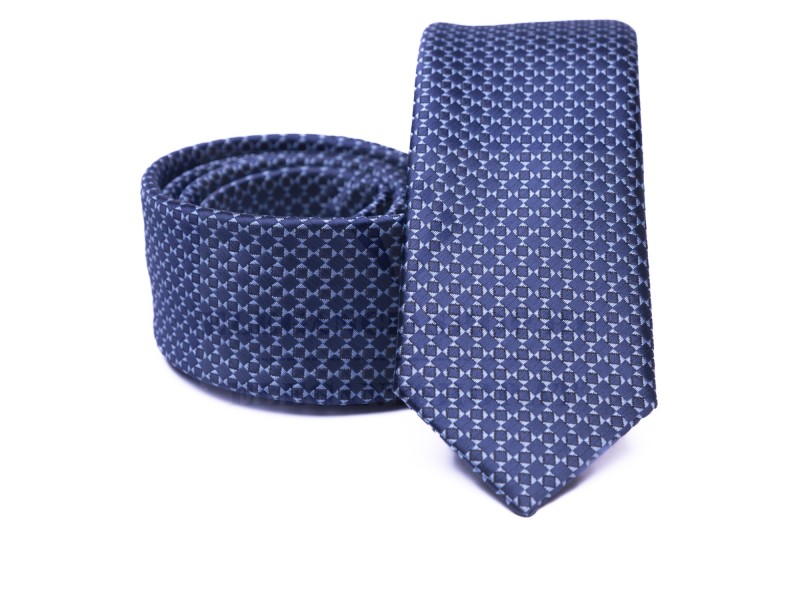    Prémium slim nyakkendő - Kék aprómintás