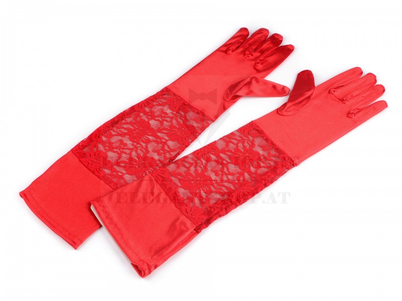   Hosszú lakodalmi kesztyű szatén csipkével Női alkalmi kesztyű