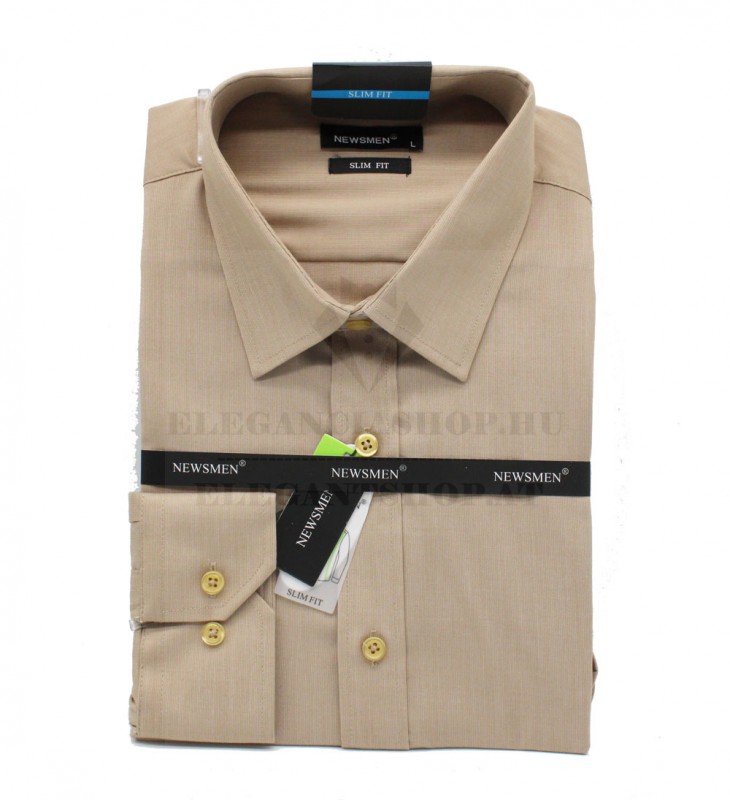 Newsmen bambusz elasztikus h.u slim ing - Világosbarna Egyszínű ing Newsmen bambusz elasztikus h.u slim ing - Világosbarna Egyszínű ing