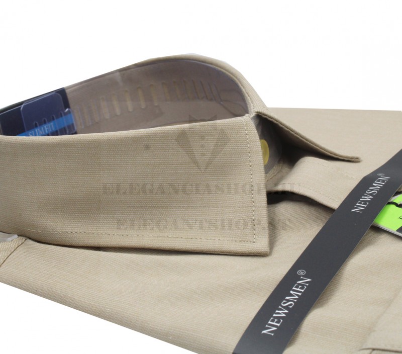      Newsmen bambusz elasztikus h.u slim ing - Barna Egyszínű ing