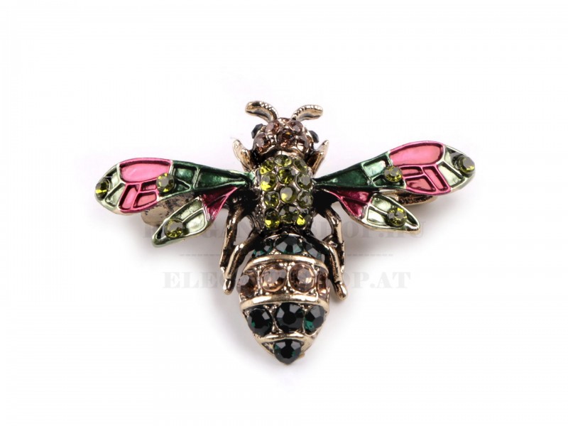 Bross csiszolt kövekkel - méhecske Kitűzők, Brossok