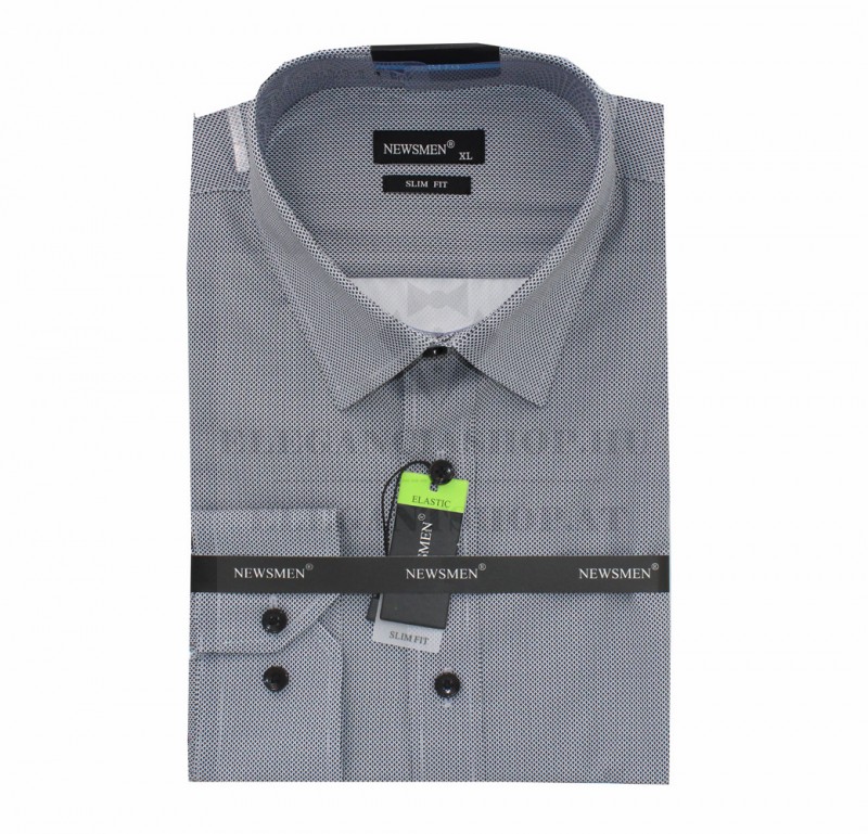             NM h.u slim fit elasztikus ing - Szürke mintás Hosszúujjú ing