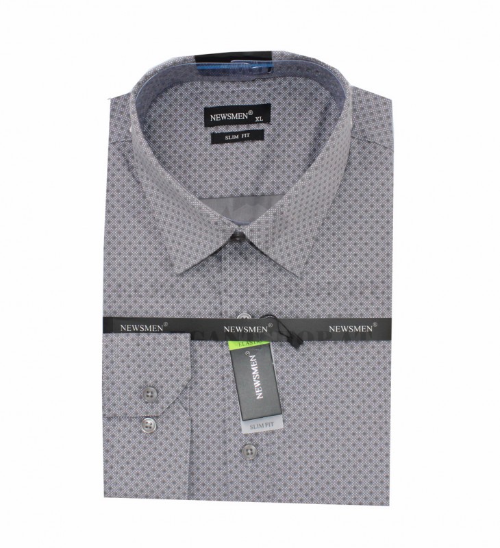             NM h.u slim fit elasztikus ing - Szürke mintás Hosszúujjú ing