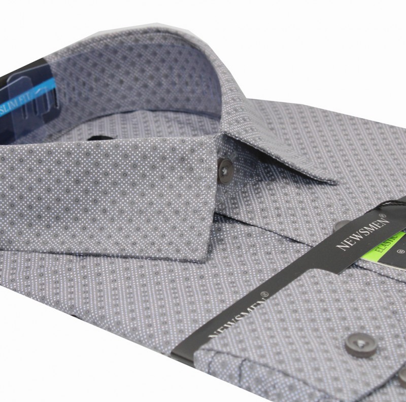             NM h.u slim fit elasztikus ing - Szürke mintás Hosszúujjú ing